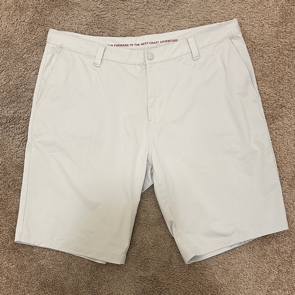RHONE Light Khaki Flat-Front Performance Shorts